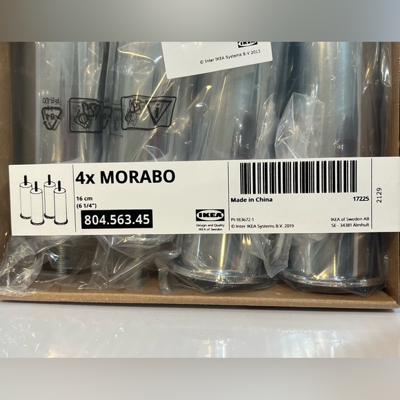 IKEA MORABO Leg Metal 4 Pack 6 1/4" 804.563.45 new in packaging - Picture 4 of 6